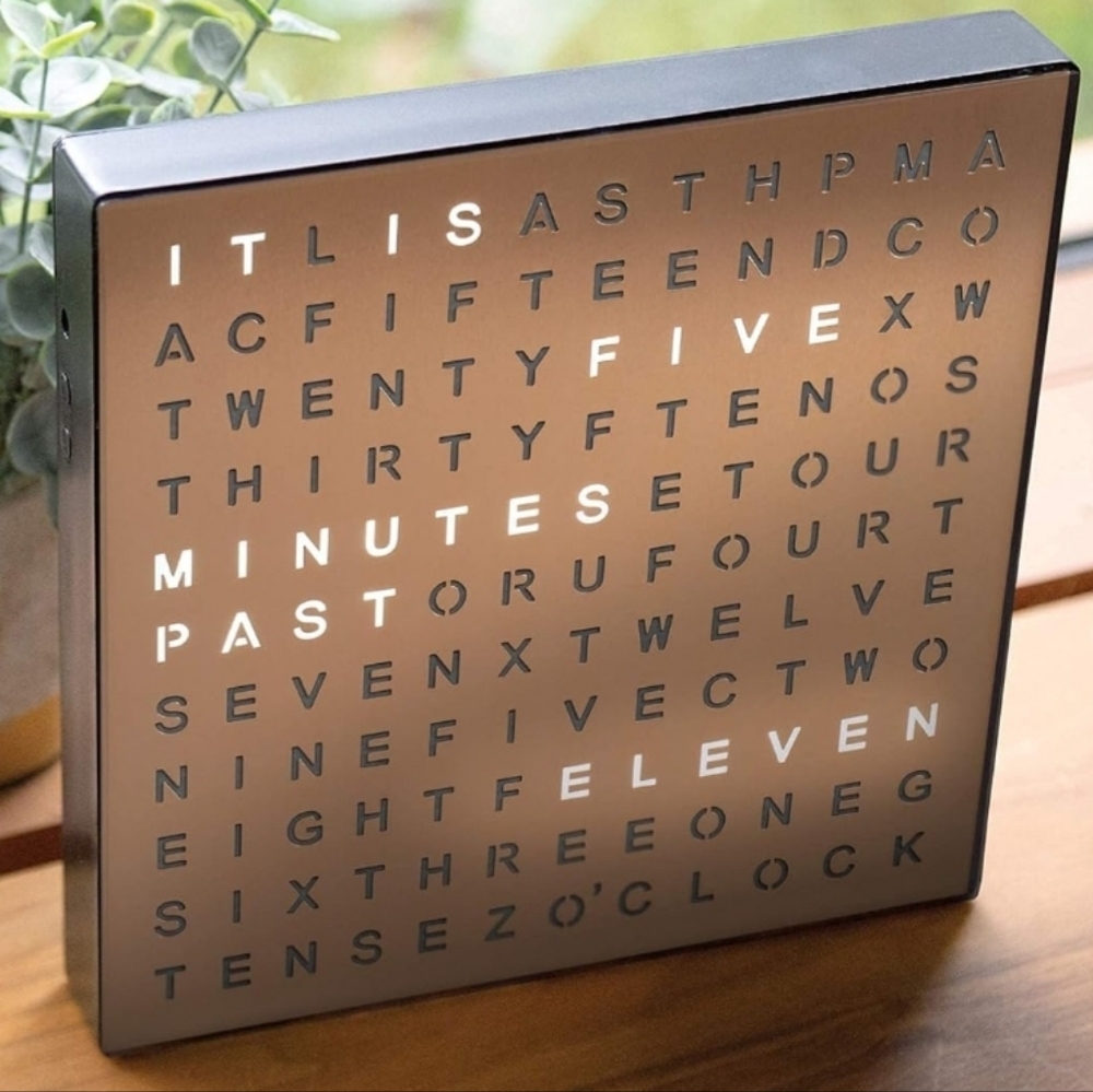 Sharper Image Modern LED Word Clock — Minimalist Wall/Table Time Display